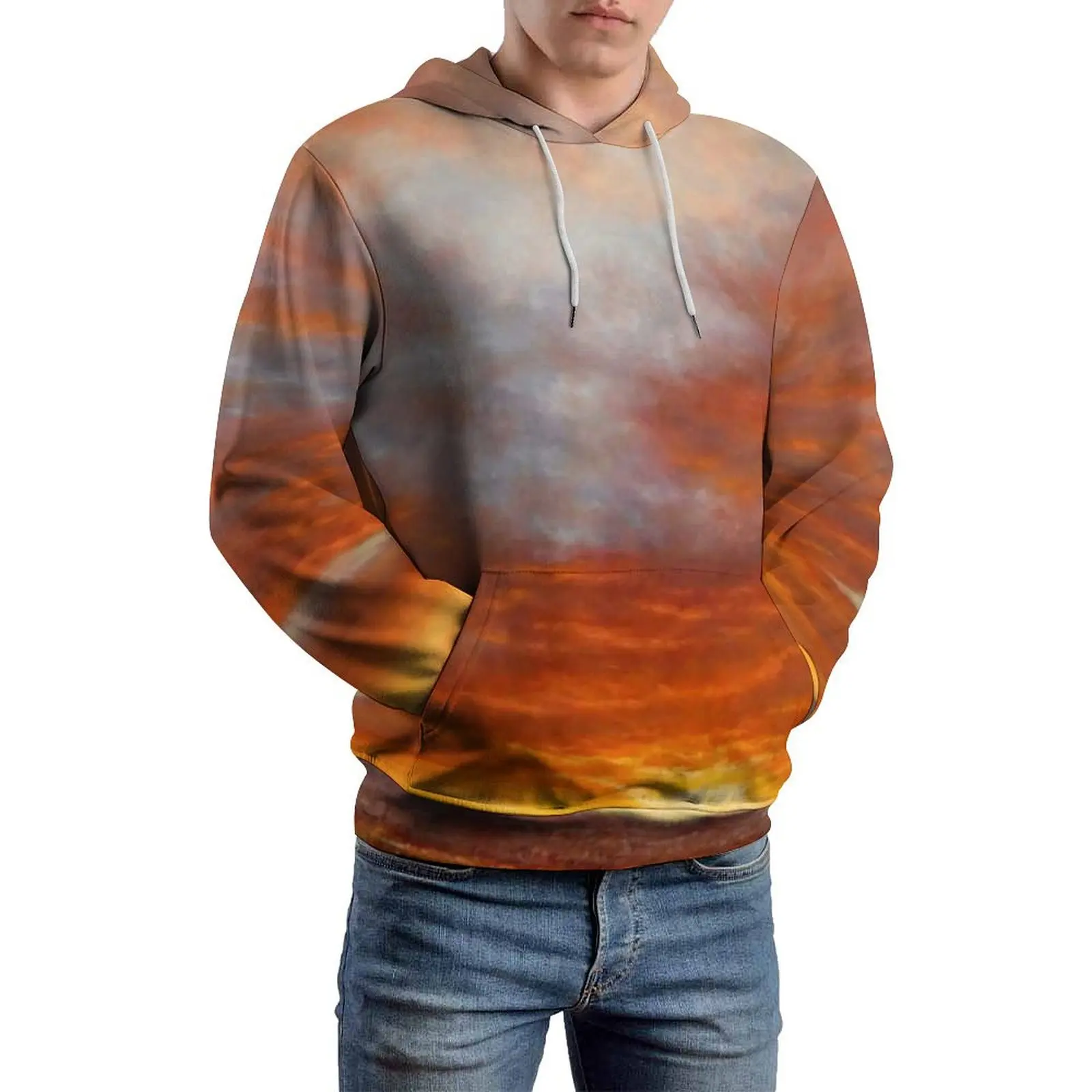 Colorful Cloud Casual Hoodies Male Inspirational Sunrise Design Hooded Sweatshirts Winter Long-Sleeve Streetwear Oversize Hoodie