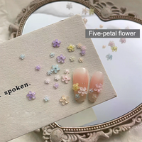 50Pcs Five Petal Flower Nail Art Charms Shine 3D Nail Decoration Macaron Color Manicure Accessories Resin Material DIY