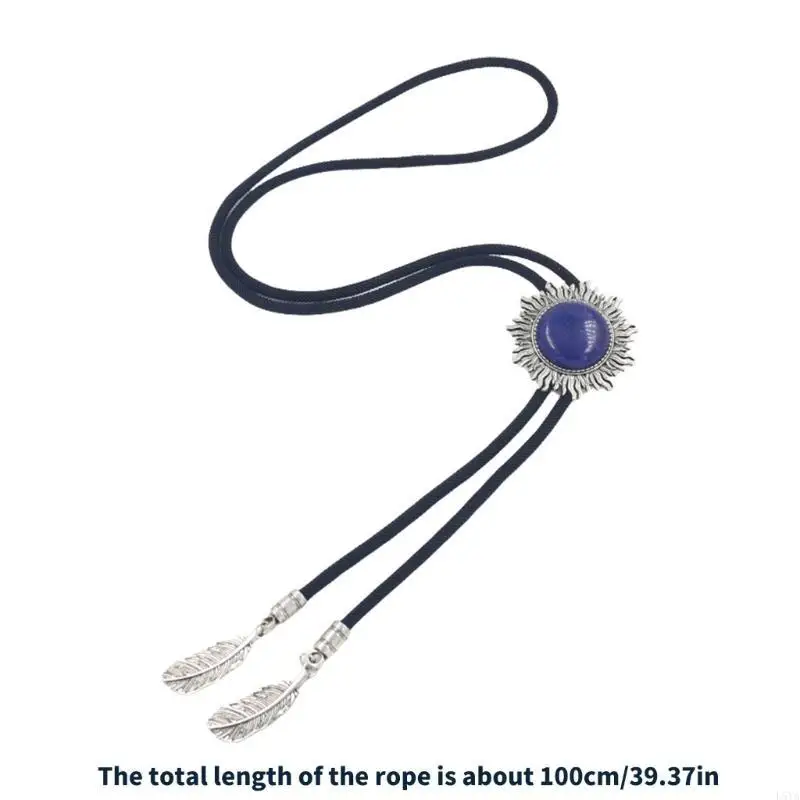 L5YA ربطة عنق غربية بربطة عنق مضفرة وحزام رائع وقلادة من الحجر المنقوش للنساء والرجال