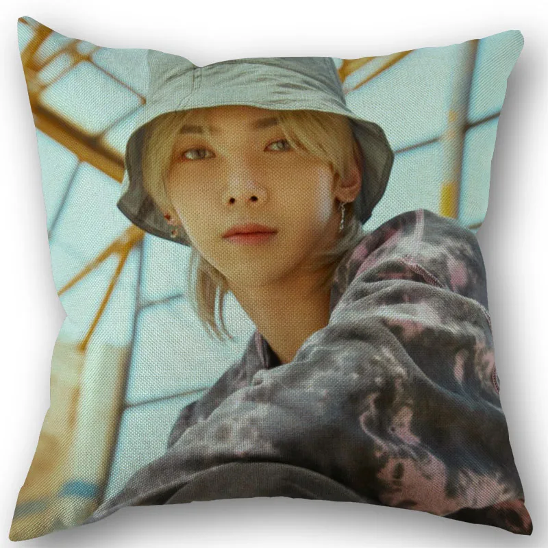 45X45cm Pillow Cover KPOP Yeosang ateez Square Zipper Cotton Linen Pillow Cases Bedroom Home Wedding Decorative Pillowcase 0110