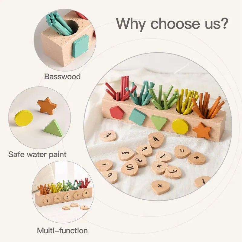 1Set di giocattoli in legno bastoncini colorati per il conteggio numero blocchi di alfabeto bastoncini di intelligenza in legno sussidi didattici Montessori giocattolo matematico