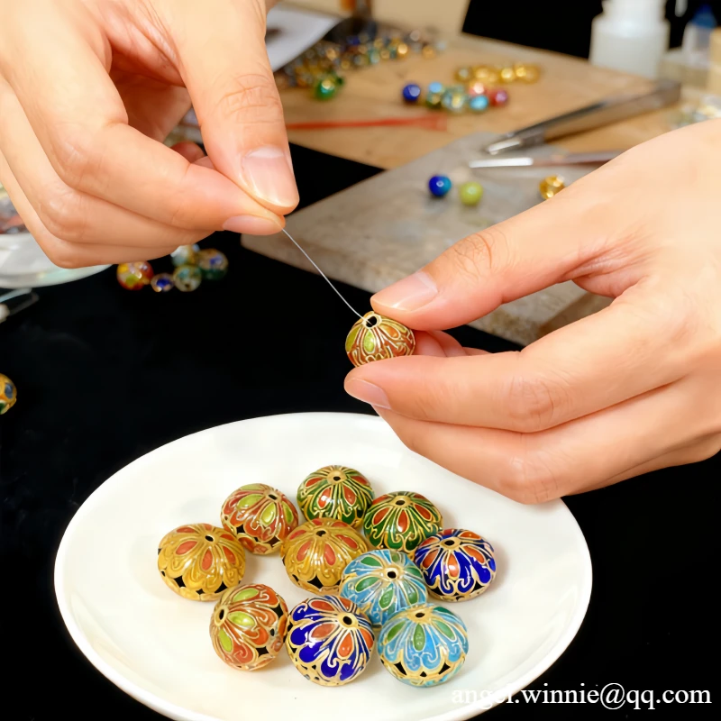 

10 шт., бусины в виде тыквы, 19 мм, круглые бусины для ушей, высокотемпературное отжигание, медная шина, серебристо-синий, высокотемпературное отжигание, оптовая продажа