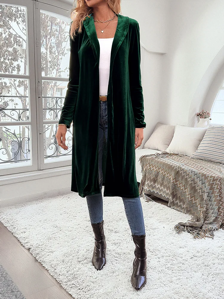 New Spring Fall Women Elegant Long Cardigan Female Knitted Velvet Shawl Collar Jack Coat Ladies Shawl Outerwear