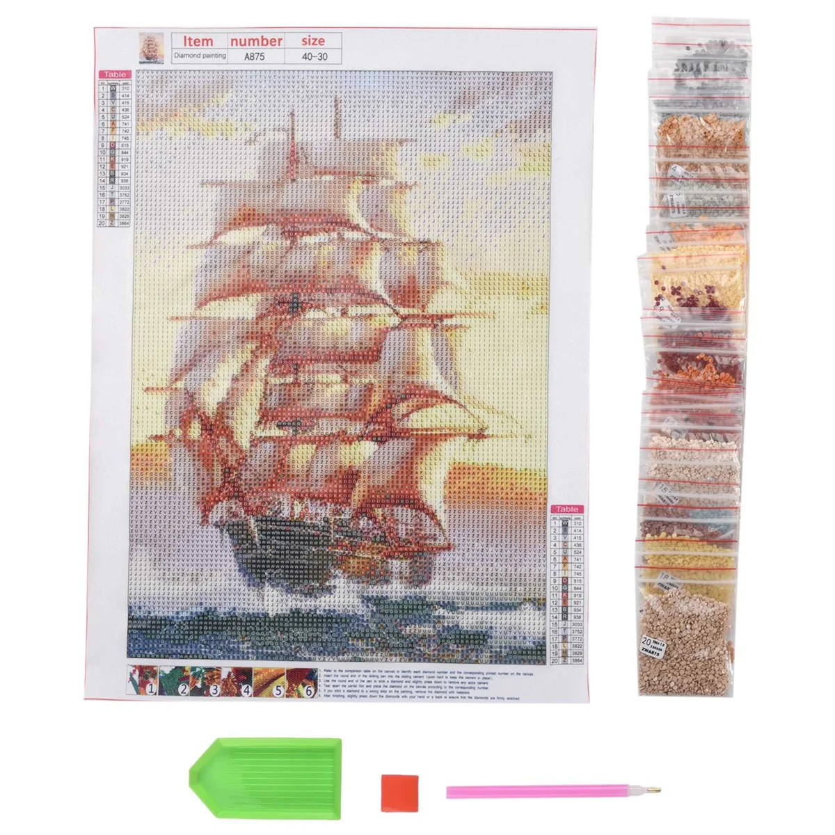 5D Diamond Embroidery Boat Landscape Handmade Diamond Painting Landscape Needlework Cross Stitch Home Decoration