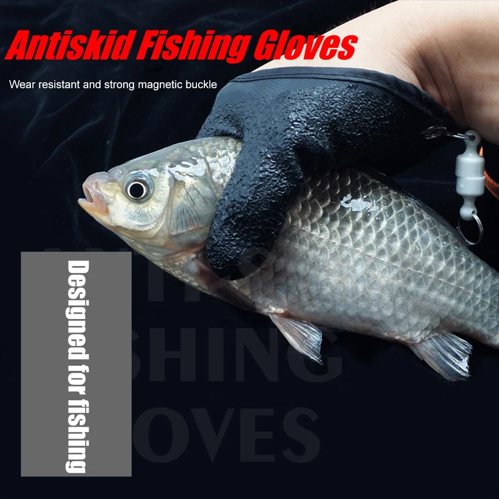 Fishing Gloves Anti-Slip Protect Hand from Puncture Scrapes Fisherman Catch Fish Latex Hunting Gloves Left/Right （Random Color）