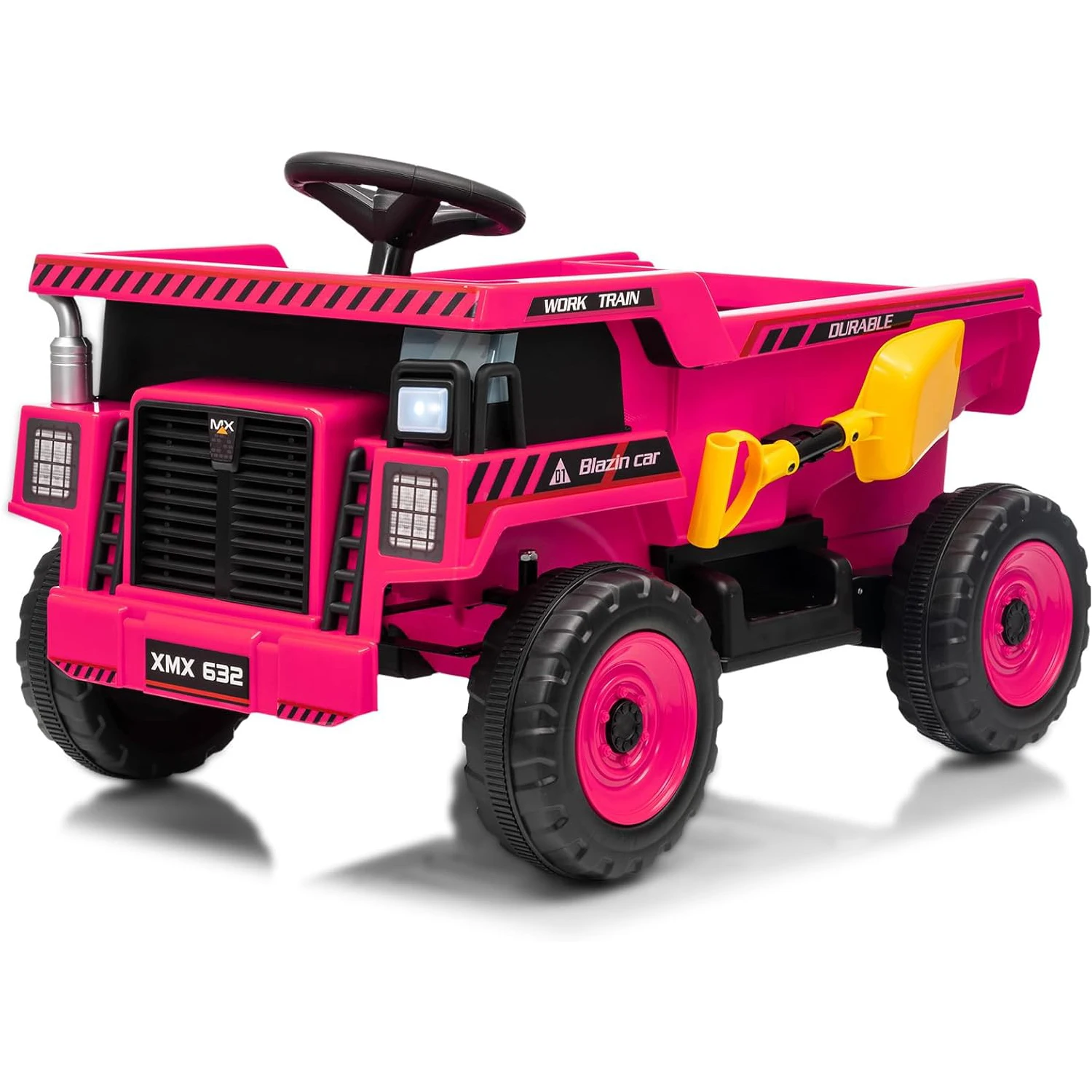 3～8歳向けダンプトラック乗用玩具、12V電動カー、幼児向け四輪車、自動リフトダンプベッド、シャベル、LEDライト、音楽、リモコン付き