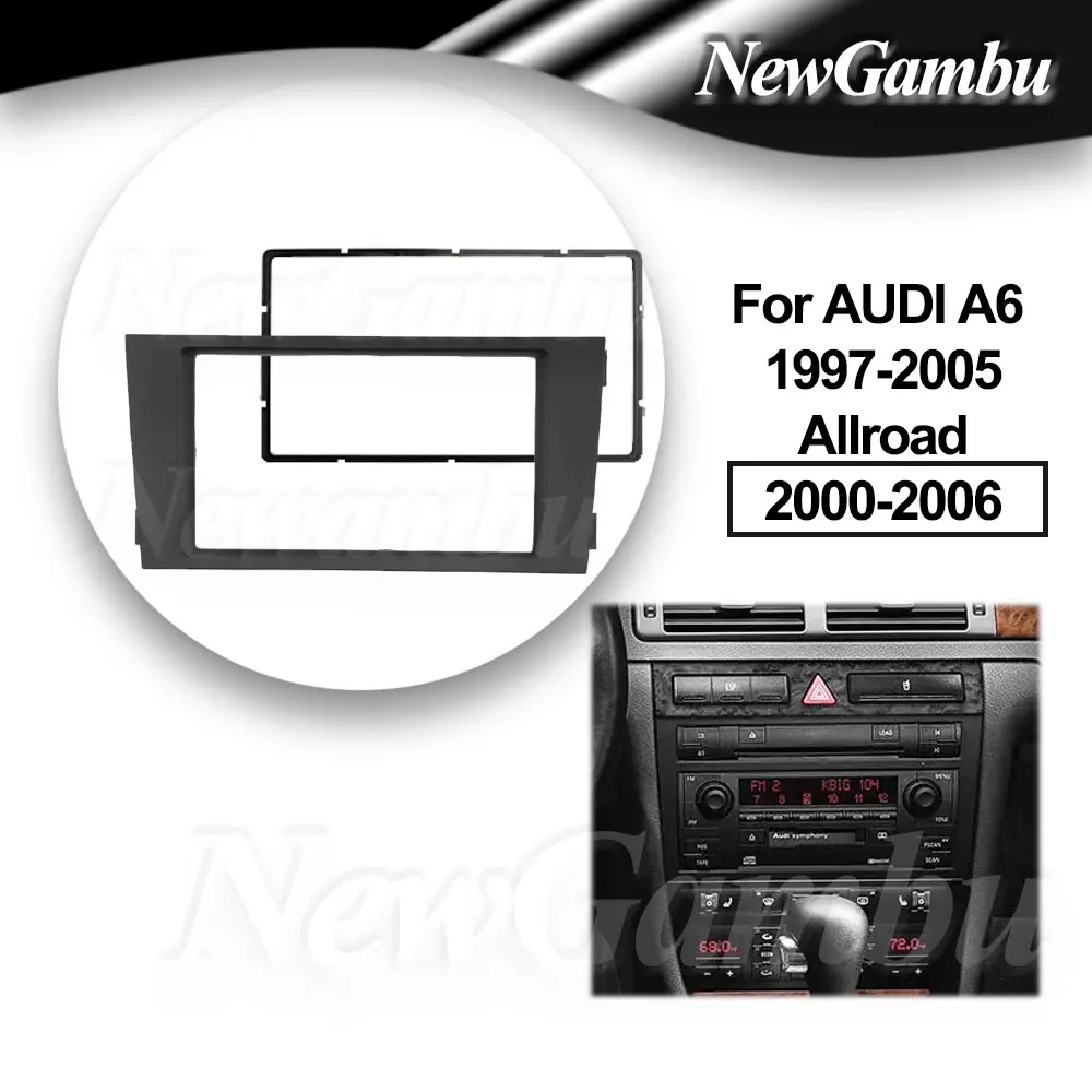 Car Fascia For AUDI A6 (4B) 1997-2005 Allroad 2000-2006 Frame Double 2 Din Android Screen Dash Panel Trim Console Bezel