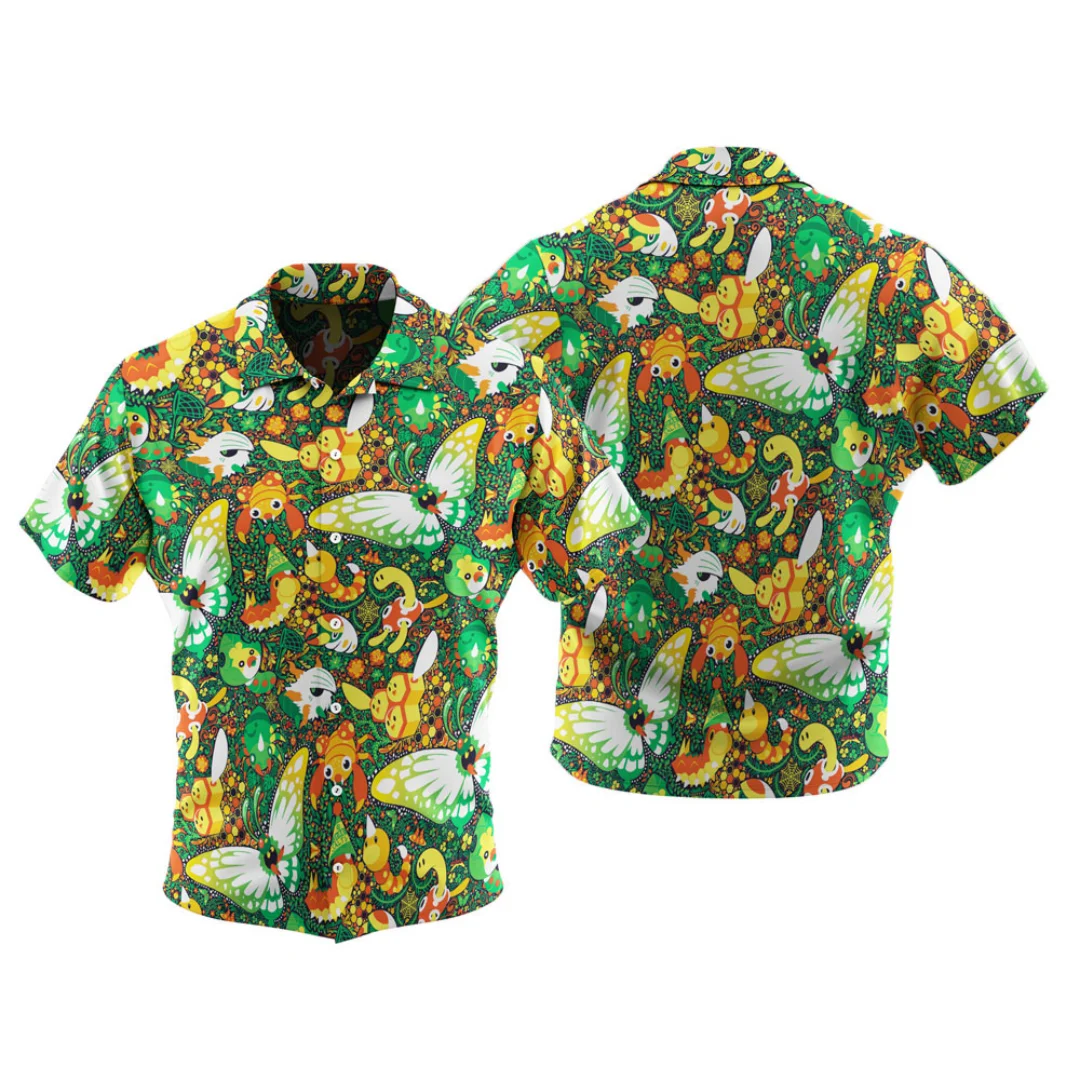 Camiseta hawaiana con diseño de Pokémon, camiseta hawaiana de anime, camiseta de verano para hombre, ropa infantil, camiseta Y2k para mujer
