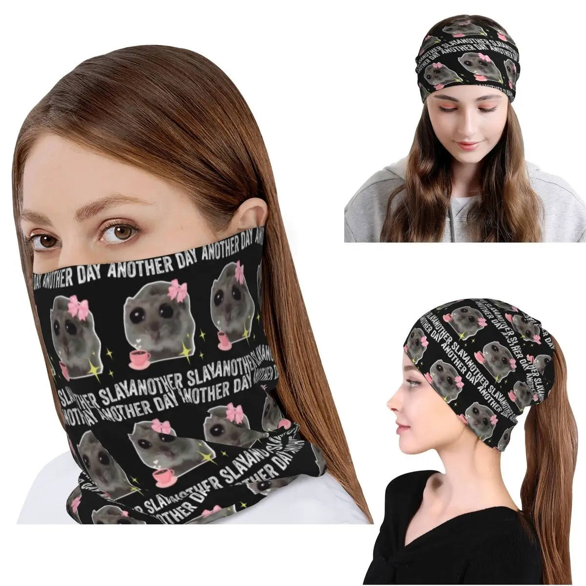 Sad Hamster Another Day Another Slay Bandana Halstuch Wickelschal Warmes Stirnband Mützen Hut Unisex Erwachsene Atmungsaktiv