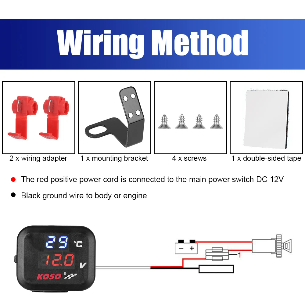 12V Motorcycle Voltmeter Thermometer With USB Charger Indicator Water Temperature Test Meter Motorbike Accessories Universal