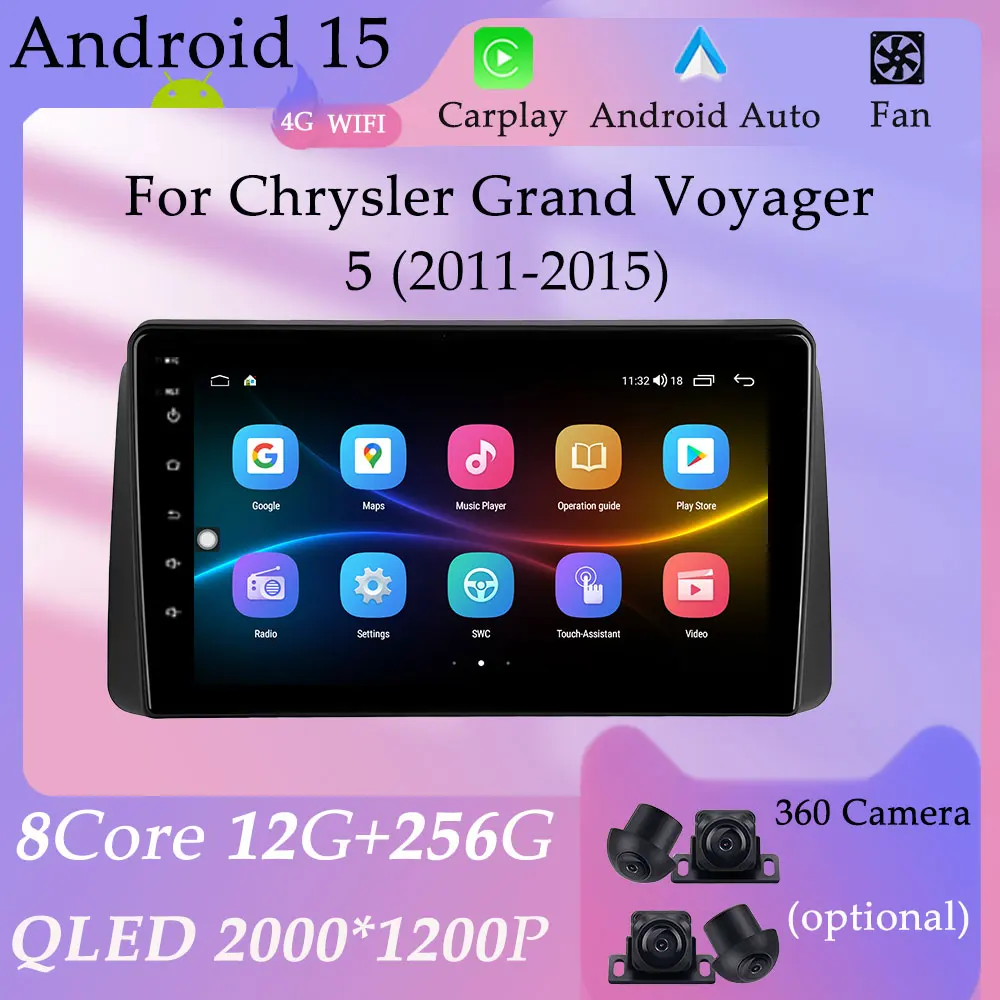 

Car Radio Video Multimedia Player for Chrysler Grand Voyager 5 2011 - 2015 Carplay Split Screen GPS Navigation DSP Stereo WIFI