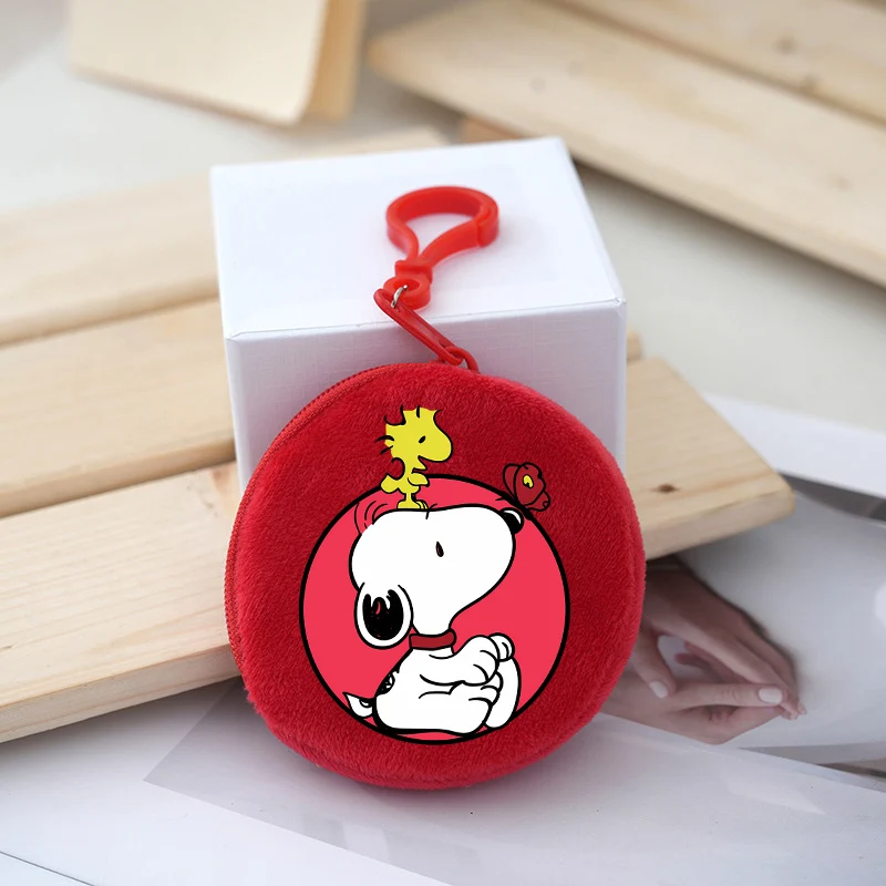 Snoopys Kawaii Plush Coin Purse Key Chain Children Anime Mini Wallet Boys Girls Travel Pocketbook Kids Bags Fashion Pendant Gift