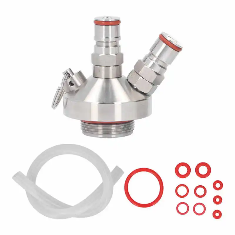 Mini Beer Keg Dispenser Double Ball Lock Stainless Steel Homebrew Beers Tool Wine Tap Dispenser with Hose Spare Sealing 