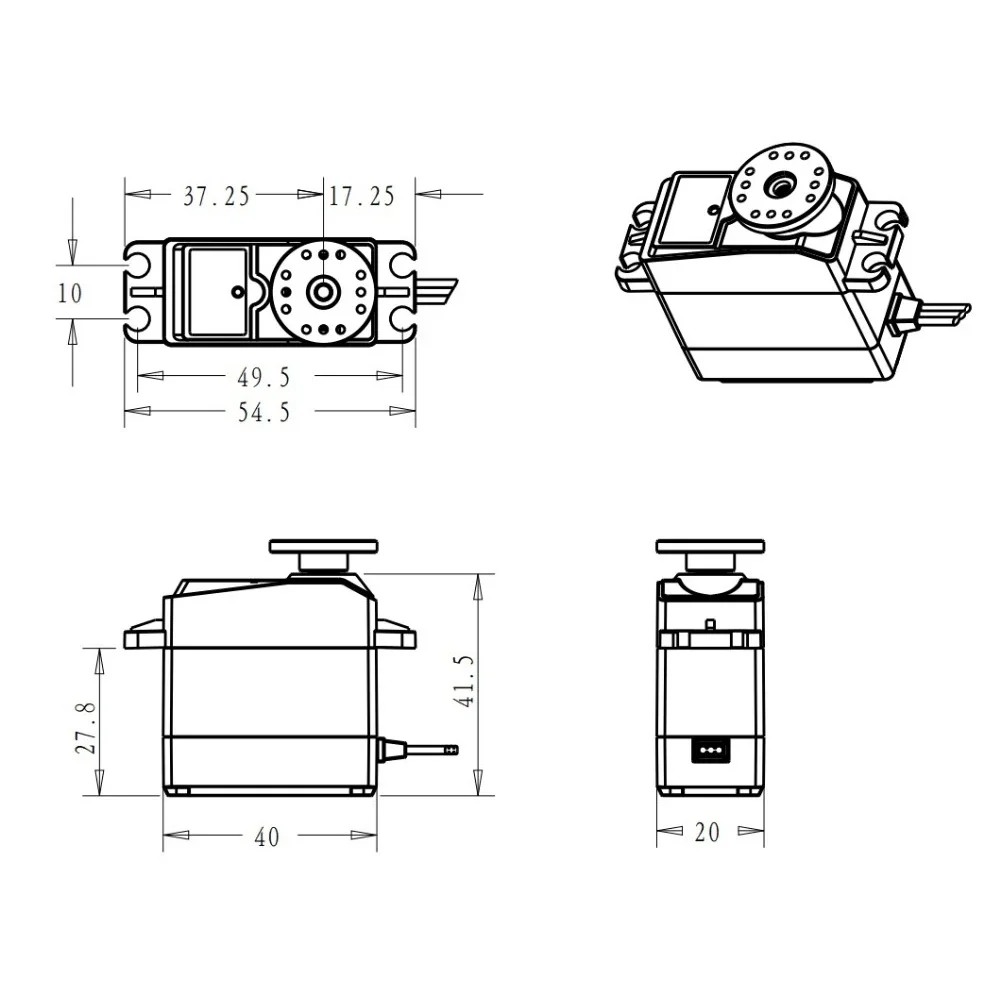 Servo Digital de alto Torque, engranaje de acero inoxidable de 180/270 grados para Robot de coche de control remoto, sin núcleo, DS3225, DS3235, DS3245, 25kg, 35kg, 45kg