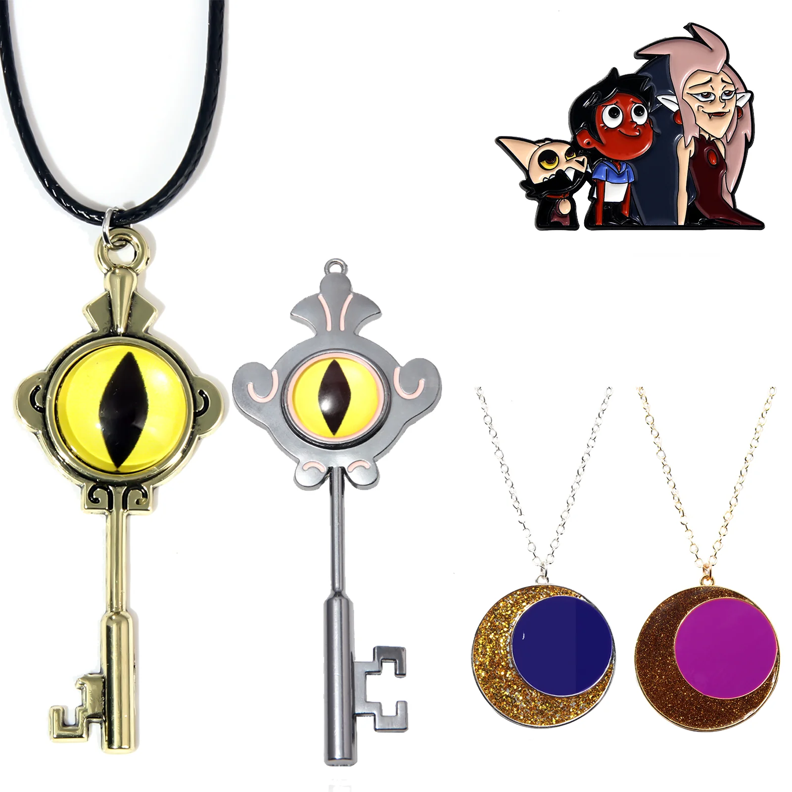 LLavero de Anime The Owl House, collar Amity Portal, colgante de ojo de Color dorado Retro, collar para mujeres y hombres, accesorios de joyería