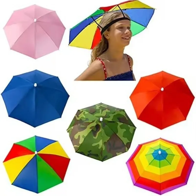 Portable Rain Hat Outdoor Folding Umbrella Fishing Sun Shade Anti-UV Camping Fishing Headwear Cap Beach Head Hats Accessory