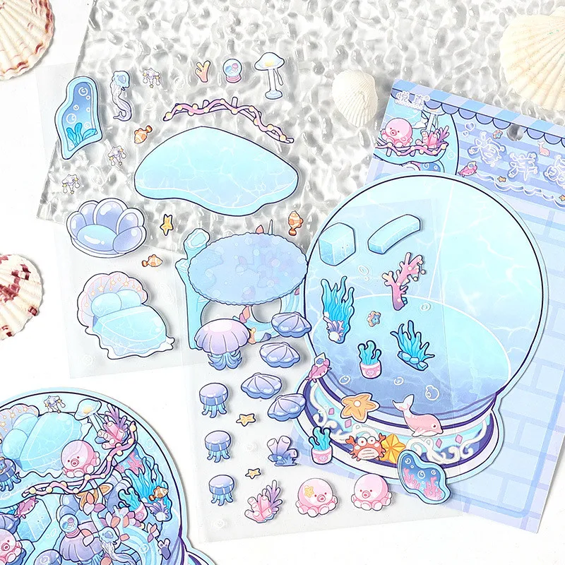 Miniature Scene Stickers 3D Stickers Cartoon Creative Stickers Landscape Stickers Hand Account Scrapbooking Material