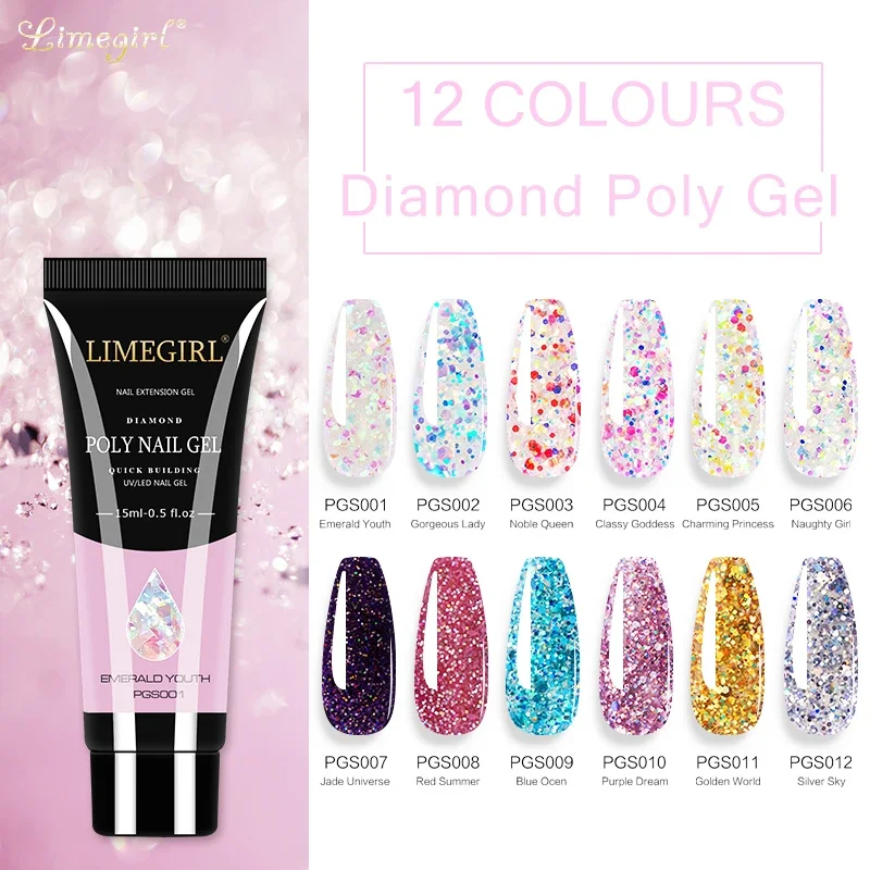 15ml Poly Nail Gel Quick Building Gel 24 Colors Nail Extension Acrylic Gel Polish Art