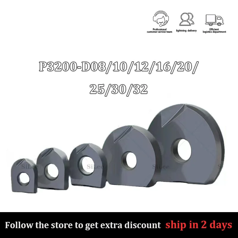 1pc CNC P3200-D08 P3200-D10 P3200-D12 D16 P3200-D20 P3200-D25 P3200-D32 Carbide Insert Mill Tool Ball Head Semi-circular Blade