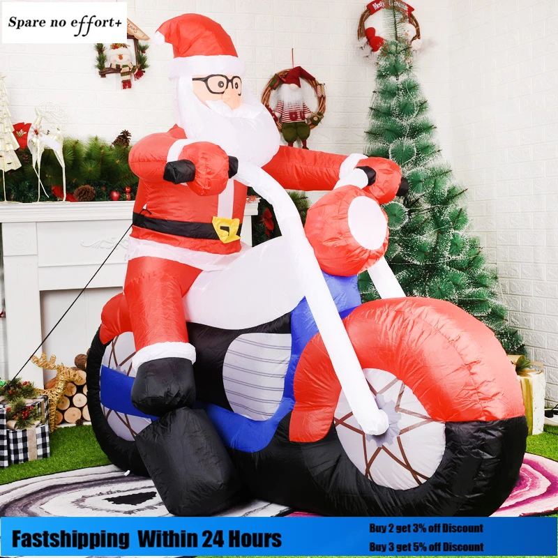 

Christmas Decorations for Home 180cm Santa Claus On motorcycle Inflatable Doll Merry Christmas Ornaments