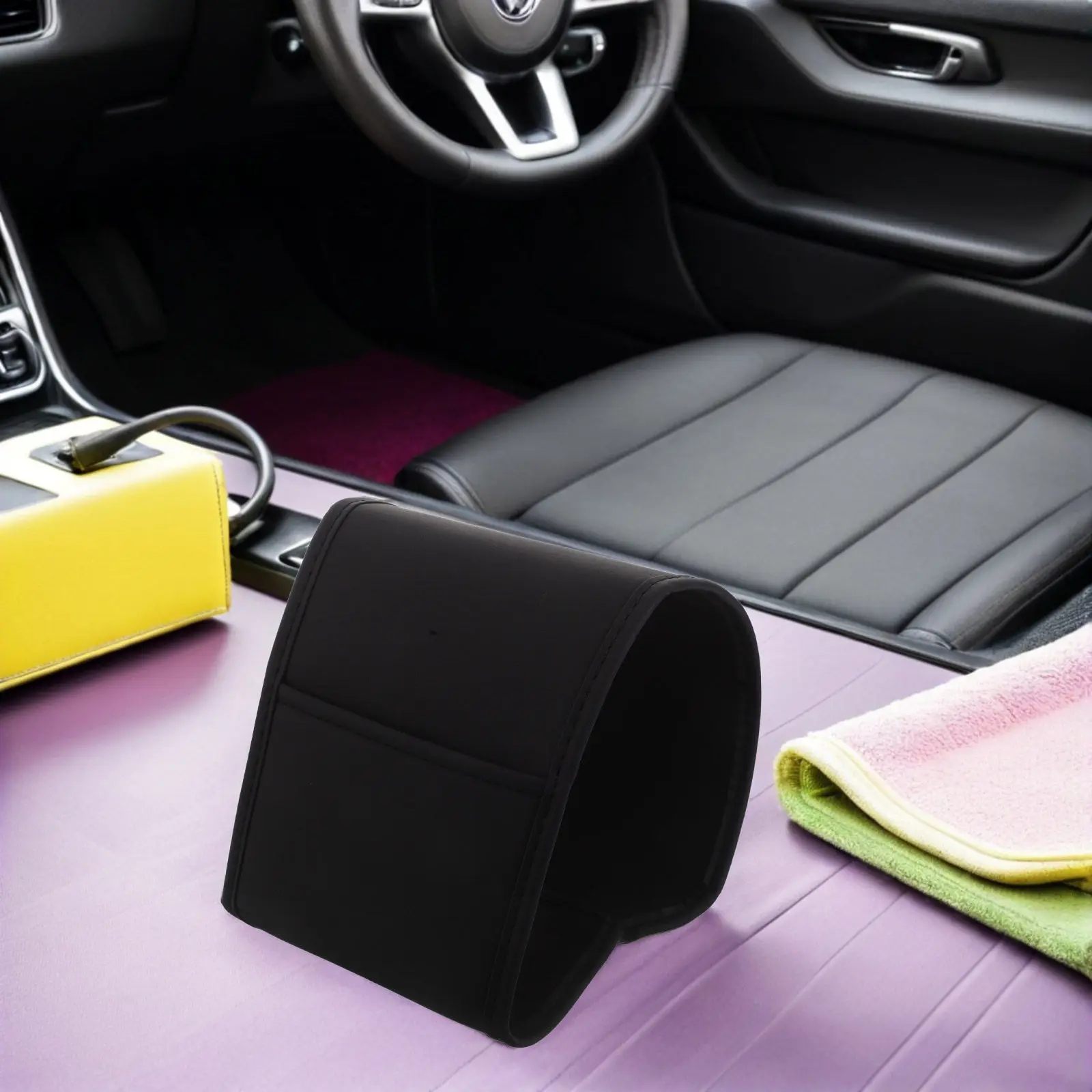 Car Headrest Cover 25.8x8.6 Inches Breathable Washable Black Automotive Front Seat Protector Dustproof Vehicle Upholstery
