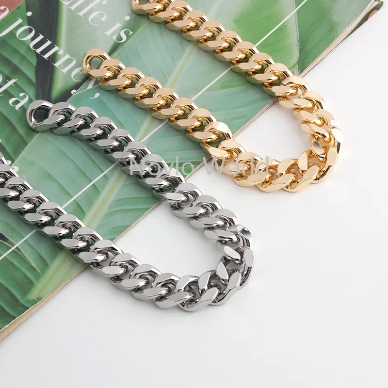 Nolvo World 1-5 meters 15mm width Aluminum chain bag accessories Silver Gold handbag chain