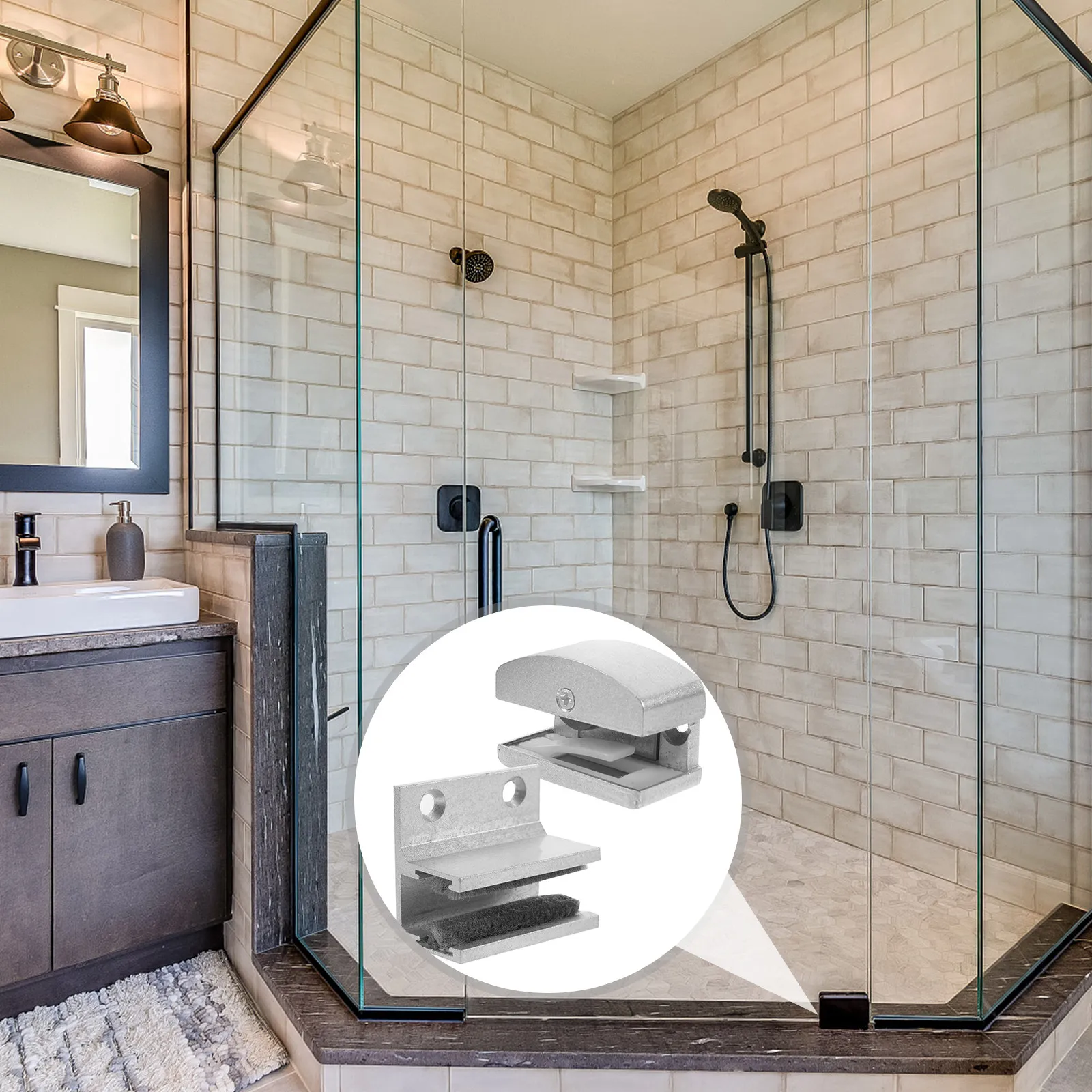 

2 шт. Направляющие для душевых дверей с высокой нагрузочной способностью, для стеклянных раздвижных дверей толщиной 5-14 мм, регулируемые, из алюминиевого сплава, нижняя направляющая направляющая система