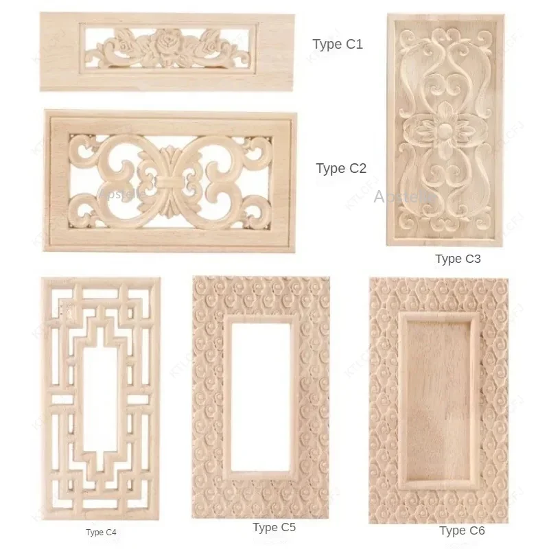 Antique Onlays Moulding Wood Decals for Wall Wooden Appliques for Furniture Home Decoration Accessories Wood Figurines for Decor