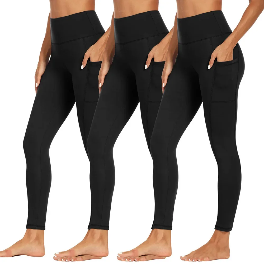 High Waist Yoga Leggings with Pockets for Women, Black Leggings, Non See-Through and High Elasticity Workout Pants