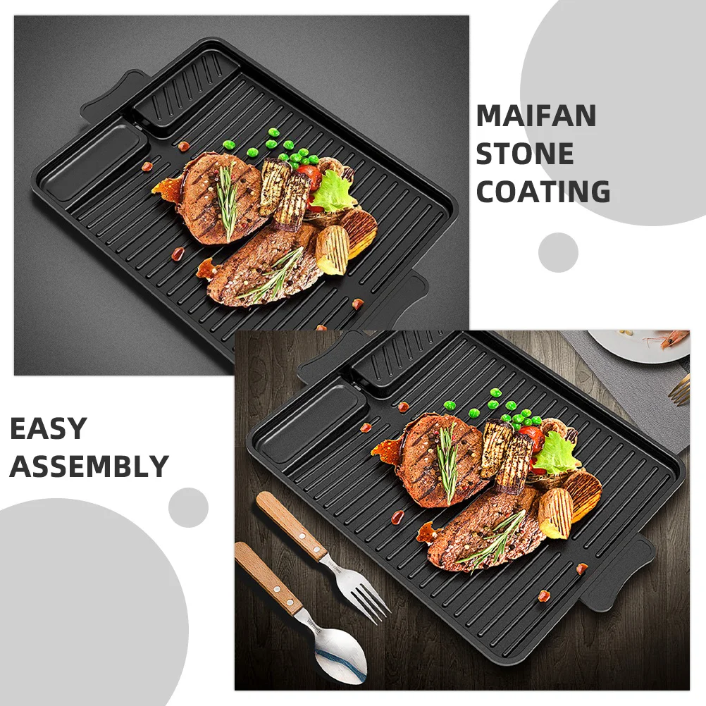 

Korean Bbq Grill Pan Rectangular Maifan Stone Coating Nonstick Indoor Outdoor Cooking Stove Pan Roasting Dishes