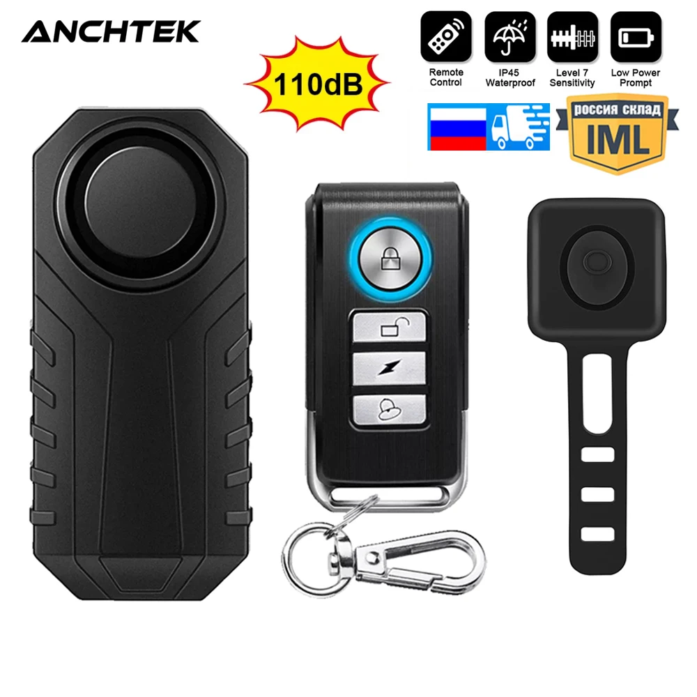 Anchtek Motorcycle Bike Anti-Theft Alarm With Wireless Remote Control Waterproof Bicycle Security Alarm 113dB Electric Car Alarm