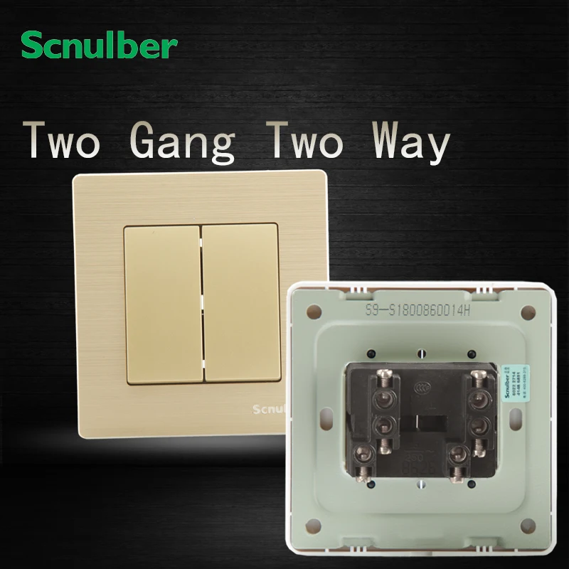 16A luxury champagne double way metal wire double gang wall switch