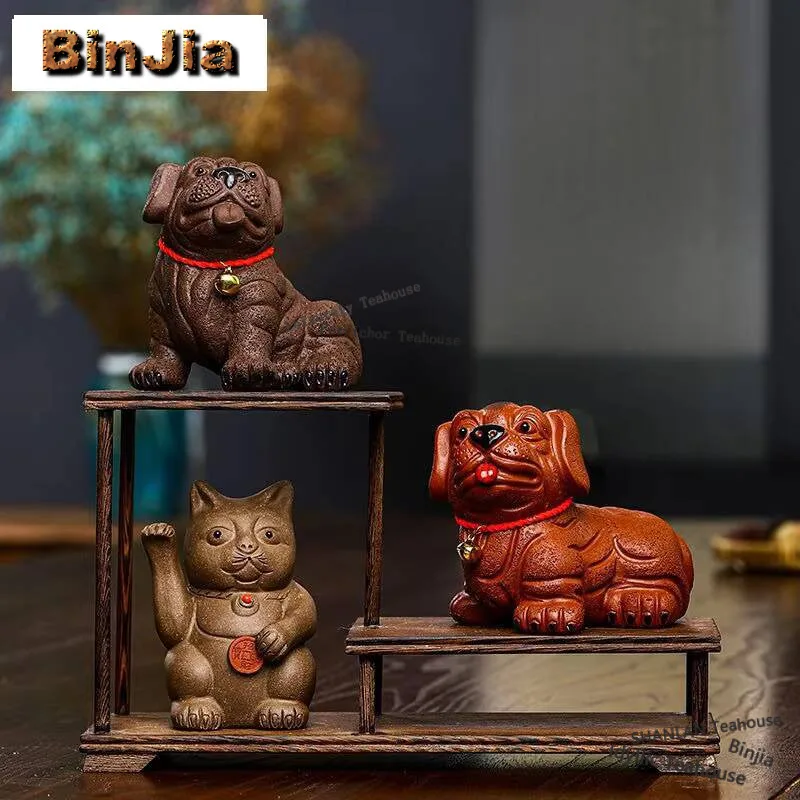 

Yixing Boutique Фиолетовый глиняный чайный питомец Фигурка Lucky Cat Настольные украшения Скульптура ручной работы Ремесла Домашний чайный сервиз Украшения Подарки