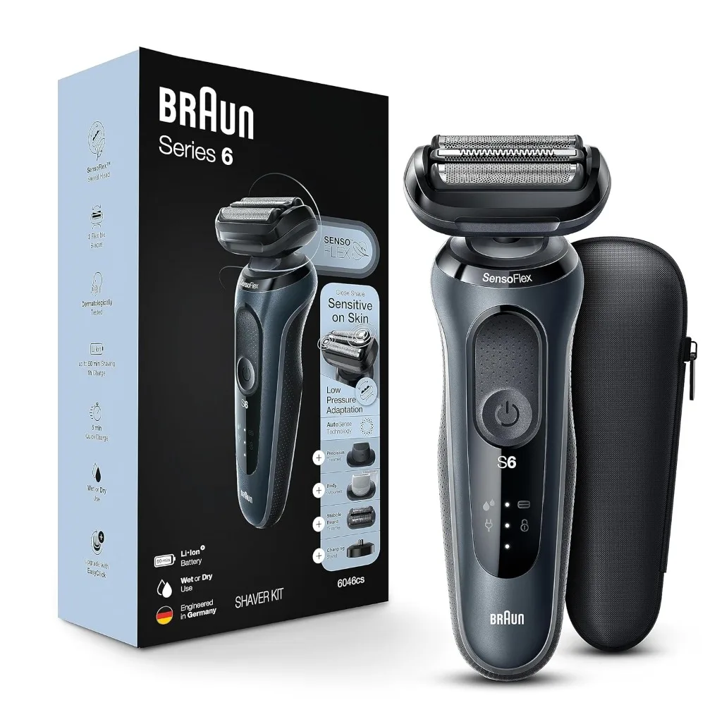 Series 6 6046cs Electric Razor for Men, Wet & Dry, Electric Razor, Rechargeable, Cordless Foil Shaver with Charging Stand