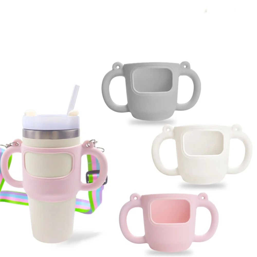 

Silicone Water Bottle Handle Cup Holder with Adjustable Shoulder Strap for Stanley Anti-slip Protective Cover Cup Accessories