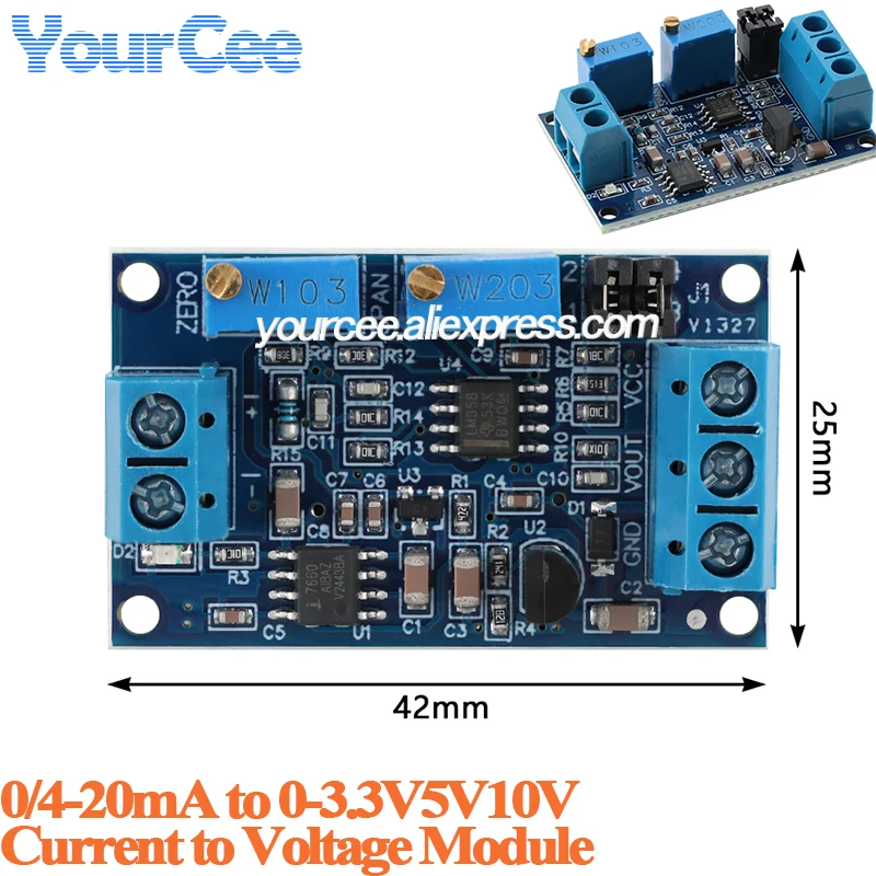 2pcs/1pc Current to Voltage Converter 0 to 20mA/40mA to 0-3.3V 0-5V 0-10V Signal Conversion Module I/V Transmitter