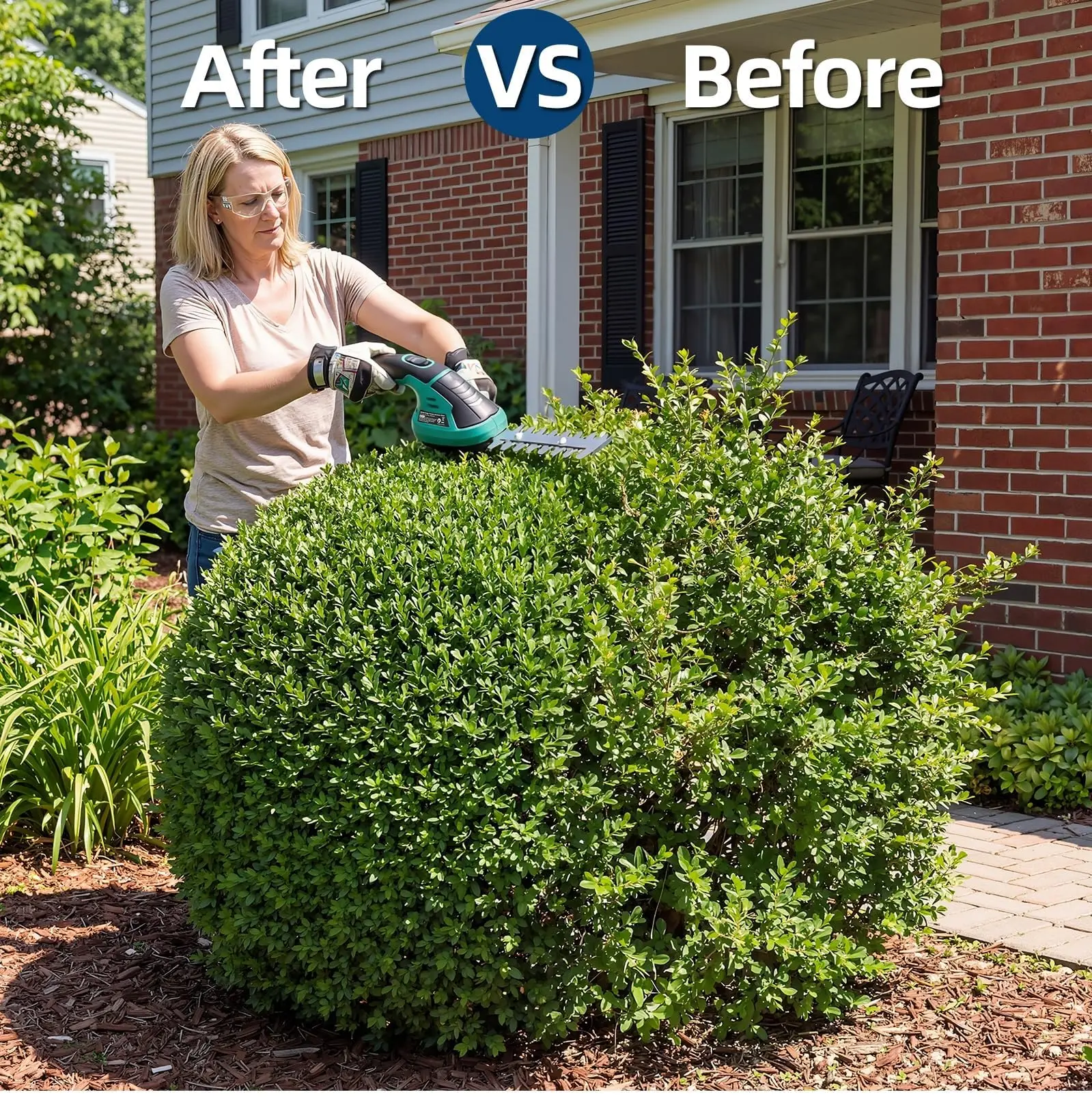 2-in-1 Wireless Electric Hedge Trimmer and Grass Shear, 7.2V Lithium-Ion Handheld Shrub Cutter, Lightweight Long Runtime with Type-C Charging, Black Trimmer for Small Home Gardens