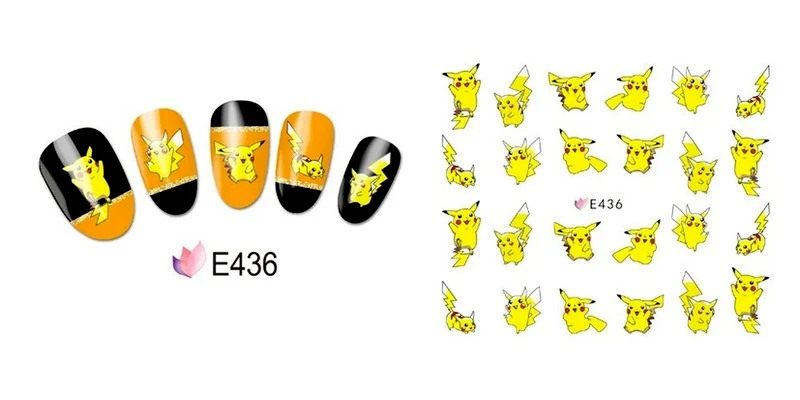 Pokemon Pikachu Nail Art Sticker Straight Curved Liner Striped Tape Wrapped Geometric Ornament Cartoon Nail Art 10pcs/Set