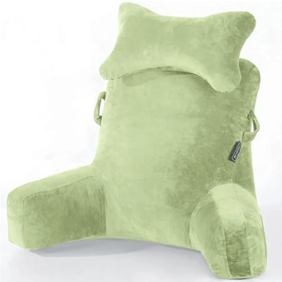 

Reading Pillow-Bed Rest Pillow with Detachable Neck Roll and Higher Support Arm for Sitting in Bed Couch or Floor-Backrest Read