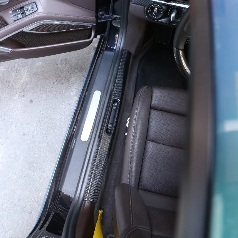 

Suetlcoity для Porsche 718 911 2016-2019, защитная пластина из настоящего углеродного волокна, защитная пластина для порога, отделка салона, автомобильные аксессуары