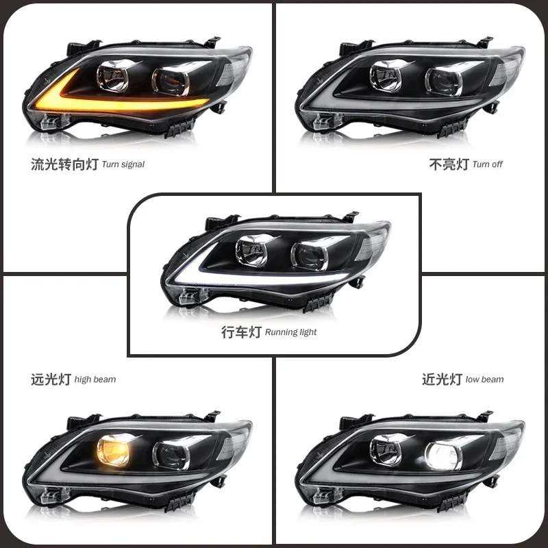 2PCS For 2009 2010 2012 2013 Toyota Camry Front LED Headlight Headlamp Assembly Driver Left Side/ Passenger Right Side/ Pair