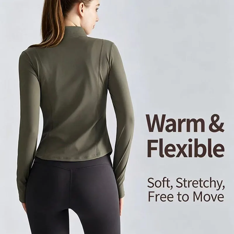 S-2XL Sun Quick Drying Sports Coat Women's Tight Top Yoga Jacket Long Sleeve Zipper Jacket Running Fitness Women's Jacket