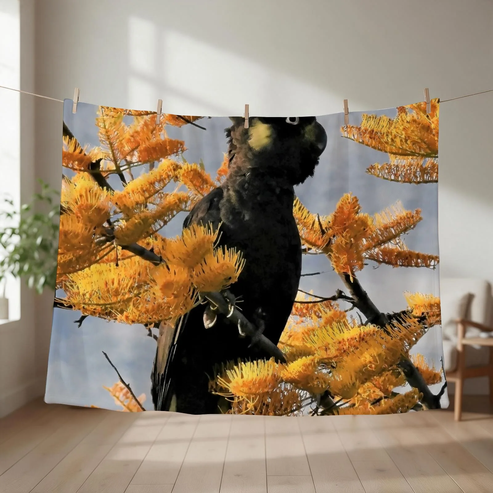 New Yellow Tail Black Cockatoo (4) Throw Blanket Multi-Purpose Extra Large Throw For Sofa Thin Retros Blankets