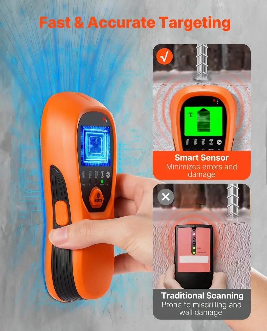

Stud Finder Wall Scanner, 5 in 1, Electronic Wall Stud Detector with Smart Sensor, High-Definition LCD Display and Audio Alar