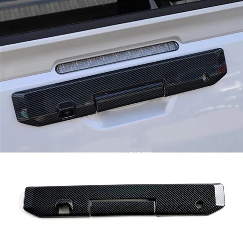Clear For Mitsubishi Triton / L200 2024 Carbon Fiber Rear Tailgate Door Handle Bowl Cover Trim Exterior Parts