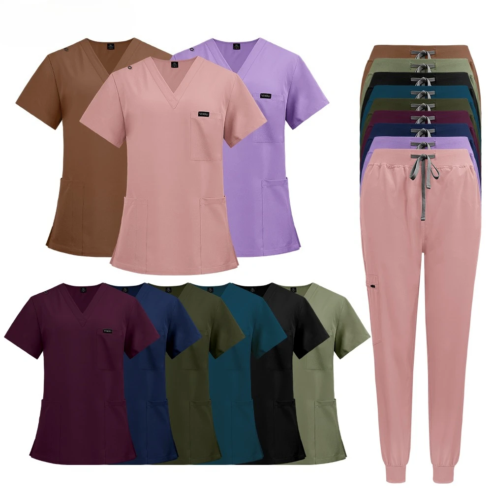 V Neck Short Sleeve Cuffed Pants Set With Pockets Light Sportswear For Jogging Daily Wear