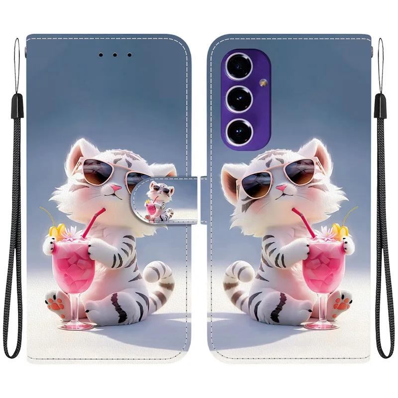 A36 Flip Wallet Leather Case For Samsung Galaxy A36 A56 A26 A16 5G A06 4G A366B A165F Cover Cases Magnetic Stand Cute 3D Pattern
