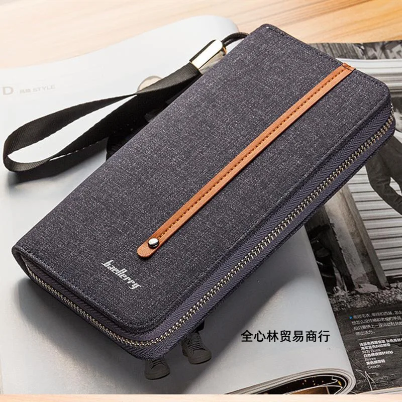 

Canvas Wallet Men's Long Type Zipper Youth Fashion Clutch Multiple Card Slots Large Capacity Handbag Men's Mobile Phone Bag Fash