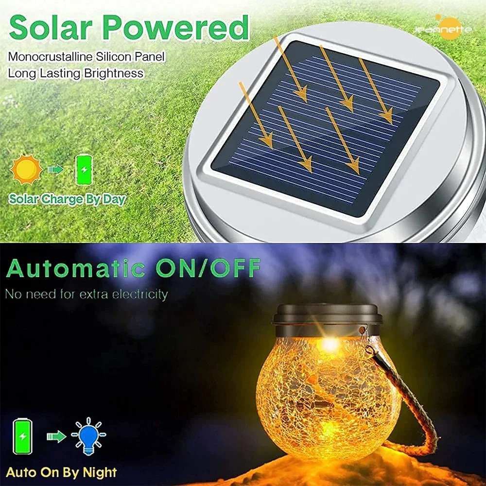 Romantic Solar Crack Ball Glass Mason Jar Light Colorful LED String Light Christmas Wishing Lamp For Outdoor Garden Decoration