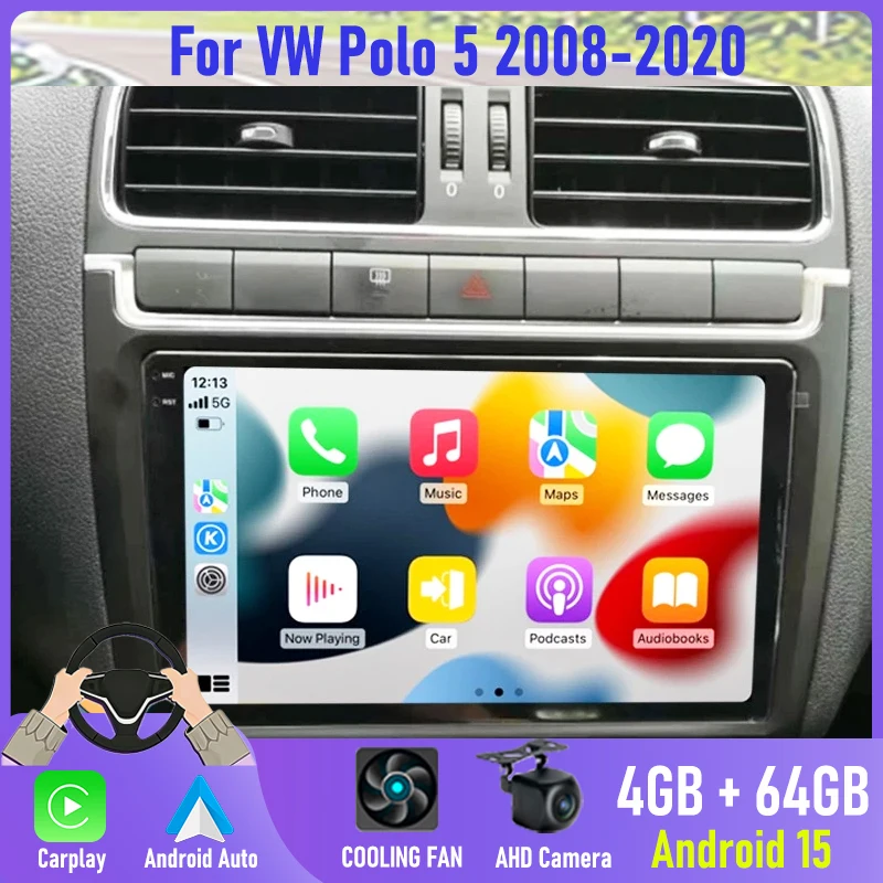 

9" For Volkswagen POLO 5 2008 - 2020 Car Radio Multimedia Video Player Navigation stereo GPS Android 15 No 2din 2 FM